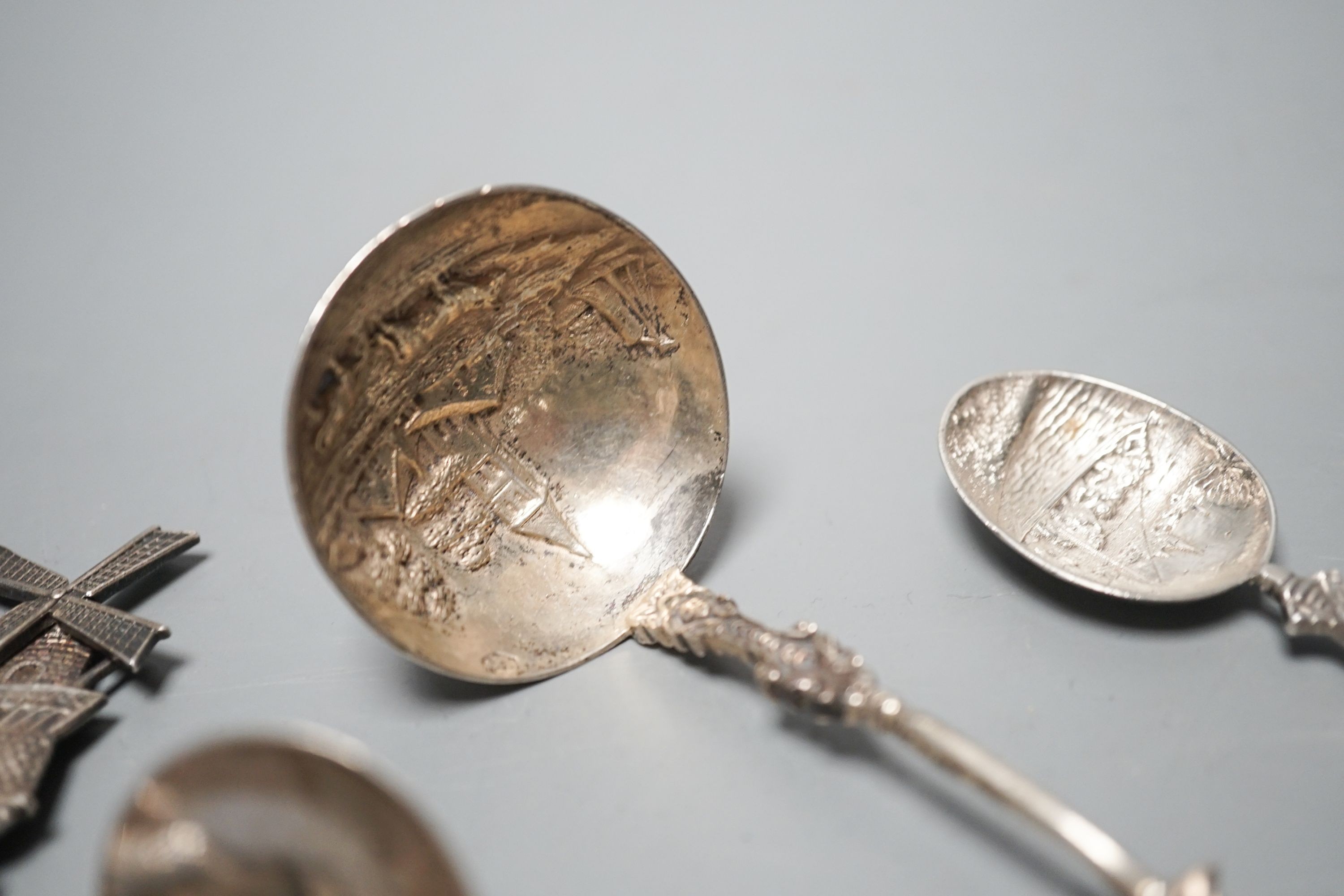 A small group of assorted mainly Dutch white metal spoons.